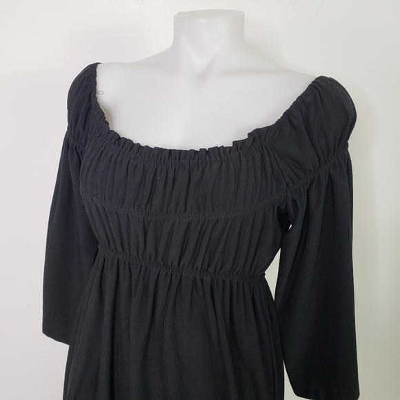 Tiana B black white stripe off the shoulder dress peasant - Picture 2 of 9